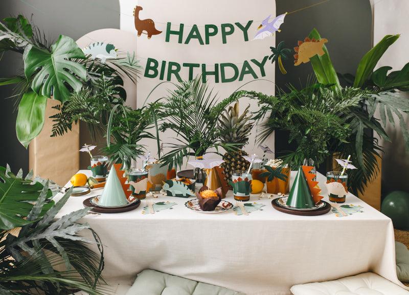Happy Birthday Dino-Banner, 3 m, Farbenmix - FeierGlanz