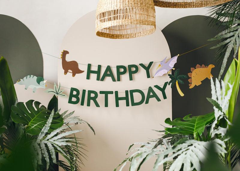 Happy Birthday Dino-Banner, 3 m, Farbenmix - FeierGlanz