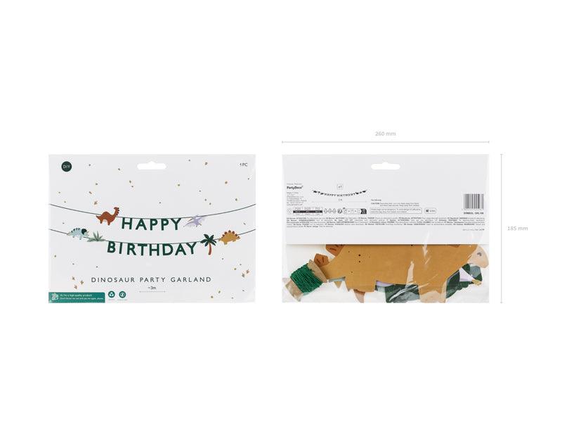 Happy Birthday Dino-Banner, 3 m, Farbenmix - FeierGlanz