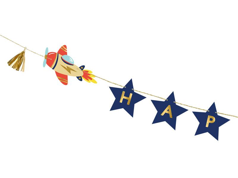 Banner Happy Birthday Flugzeuge, 2,5 m, Mix - FeierGlanz