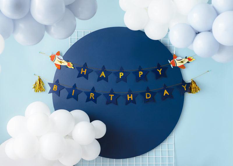 Banner Happy Birthday Flugzeuge, 2,5 m, Mix - FeierGlanz