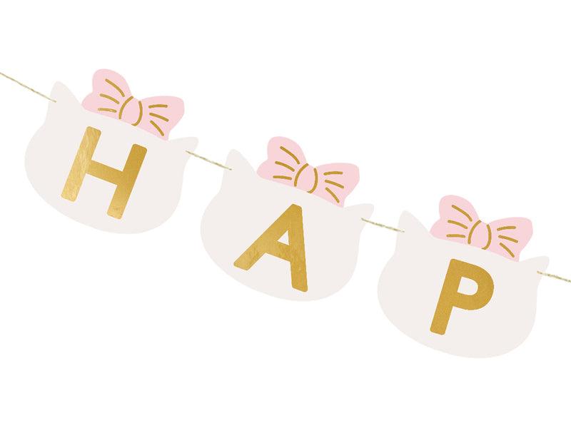 Happy Birthday Banner Kätzchen, 2,8 m, Mix - FeierGlanz