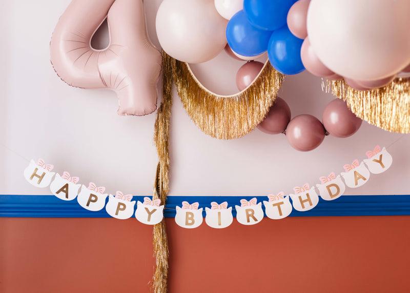 Happy Birthday Banner Kätzchen, 2,8 m, Mix - FeierGlanz