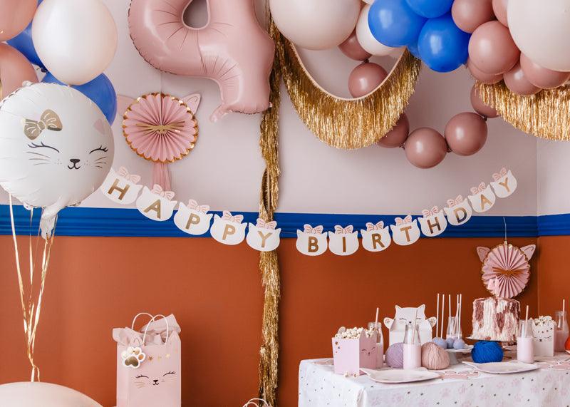 Happy Birthday Banner Kätzchen, 2,8 m, Mix - FeierGlanz