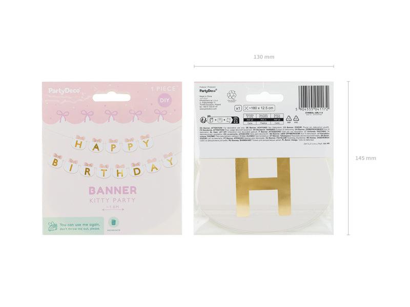 Happy Birthday Banner Kätzchen, 2,8 m, Mix - FeierGlanz
