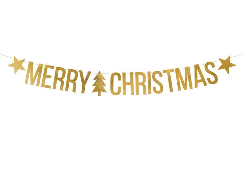 Banner Merry Christmas, in Goldfarbe, 10, 5x150cm - FeierGlanz