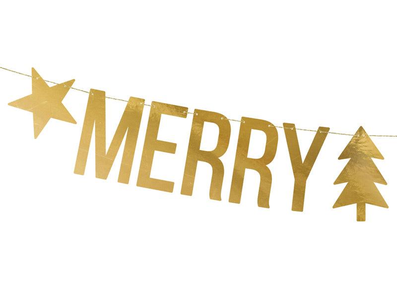 Banner Merry Christmas, in Goldfarbe, 10, 5x150cm - FeierGlanz