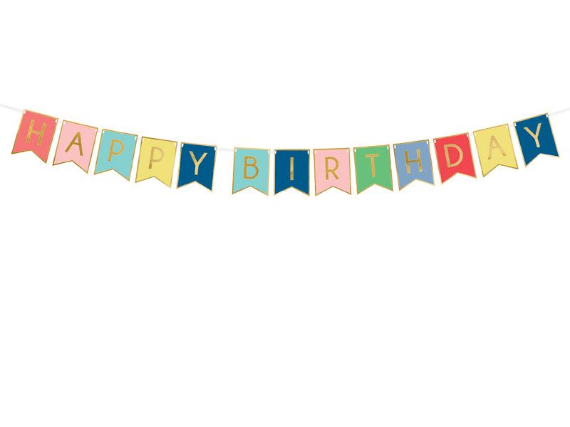 Banner Happy Birthday, Mix, 15 x 175 cm - FeierGlanz