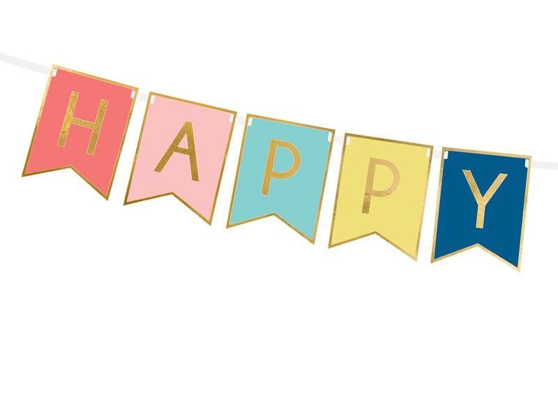 Banner Happy Birthday, Mix, 15 x 175 cm - FeierGlanz