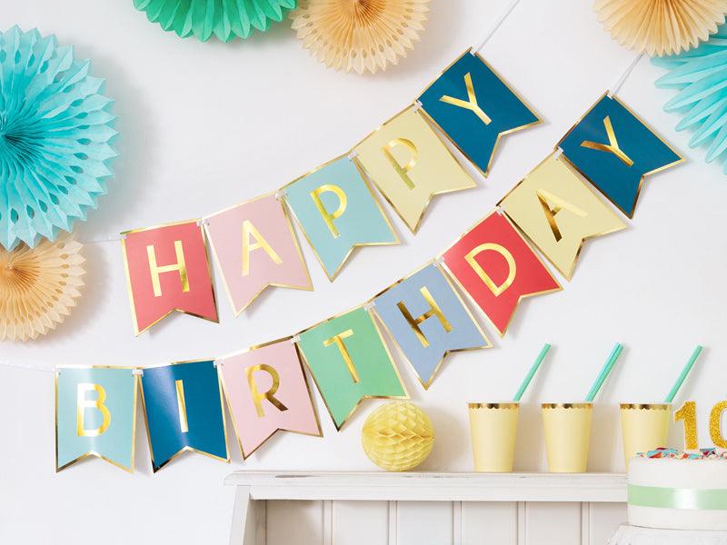Banner Happy Birthday, Mix, 15 x 175 cm - FeierGlanz