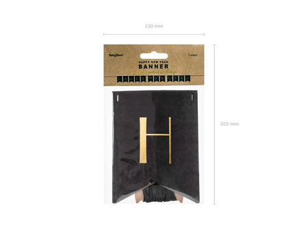 Banner Happy New Year, in Schwarz, 15 x 170 cm - FeierGlanz