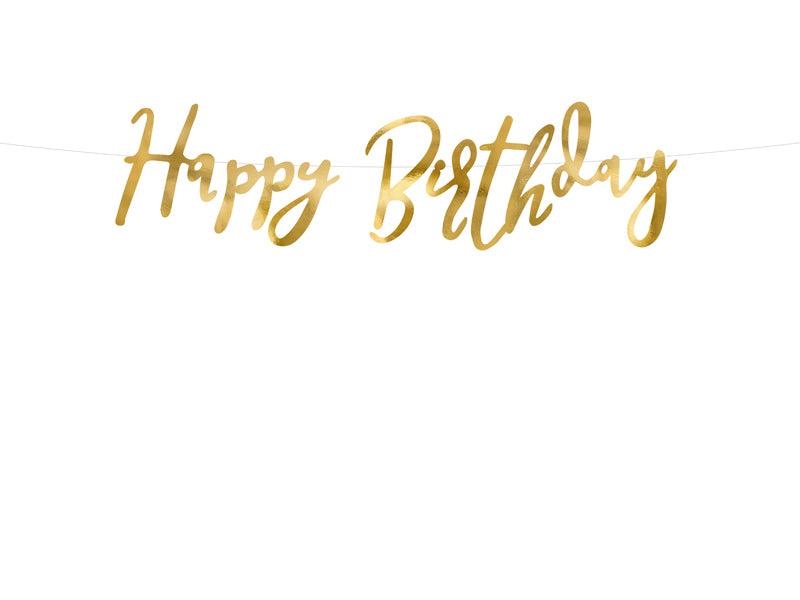 Banner Happy Birthday, gold, 16,5x62cm - FeierGlanz