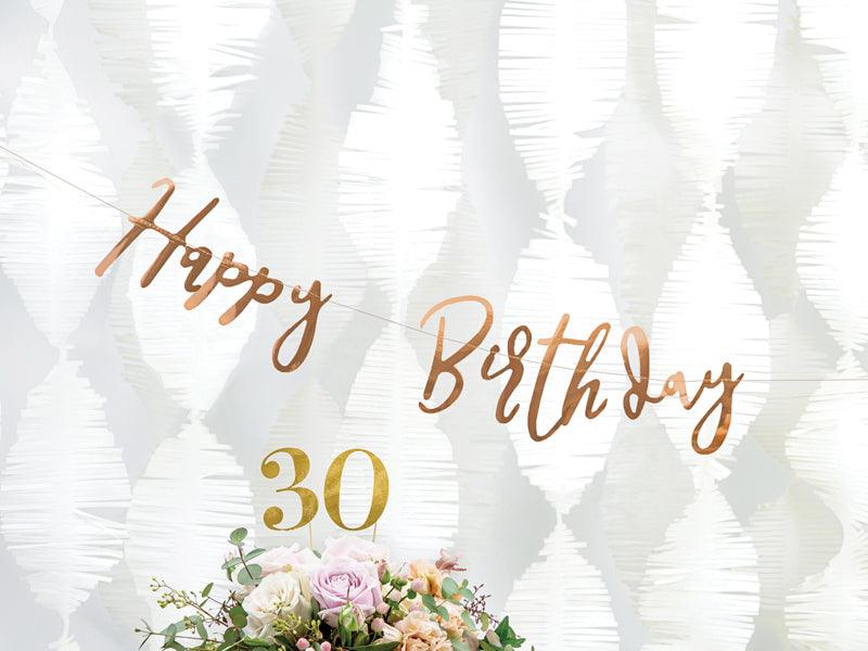 Banner Happy Birthday, roségold, 16,5x62cm - FeierGlanz