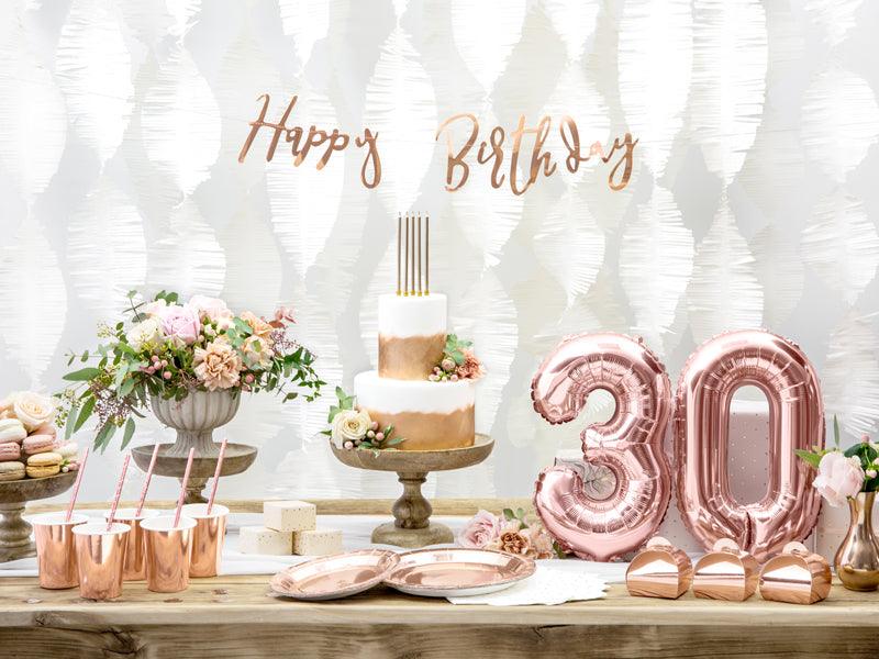 Banner Happy Birthday, roségold, 16,5x62cm - FeierGlanz