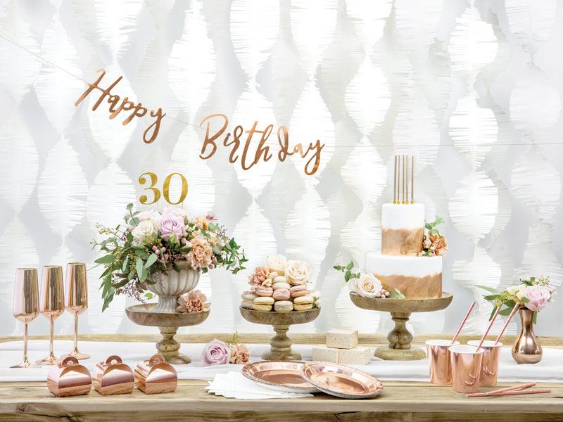 Banner Happy Birthday, roségold, 16,5x62cm - FeierGlanz