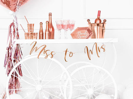 Banner Miss to Mrs, roségold, 18x76cm - FeierGlanz