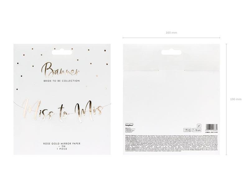Banner Miss to Mrs, roségold, 18x76cm - FeierGlanz