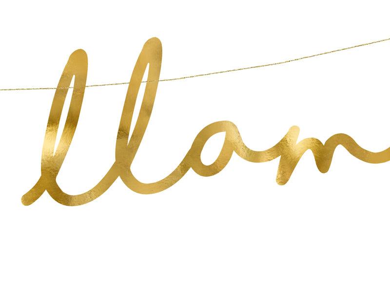 Banner Lama - Lalala Llama, gold, 12,5x82cm - FeierGlanz