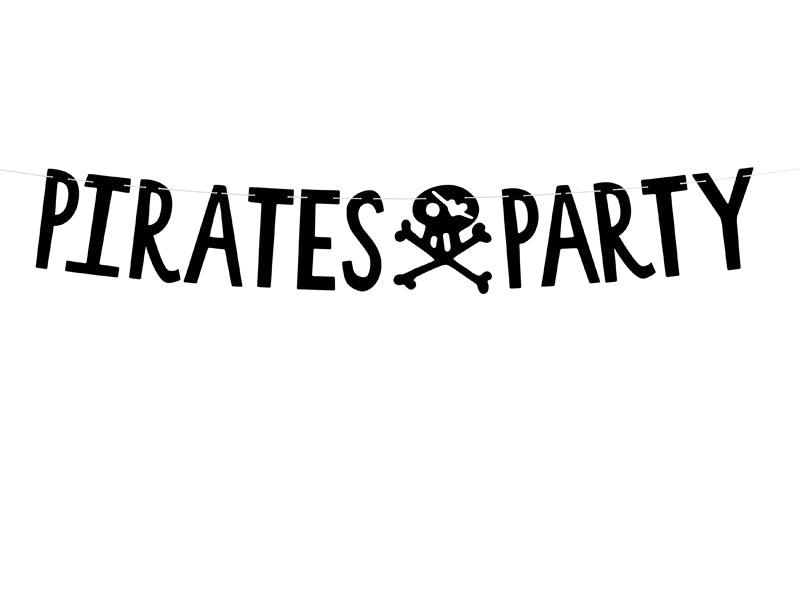 Banner Piraten - Pirates Party, schwarz, 14x100cm - FeierGlanz