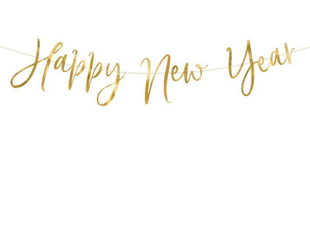 Banner Happy New Year, gold, 66x18cm - FeierGlanz