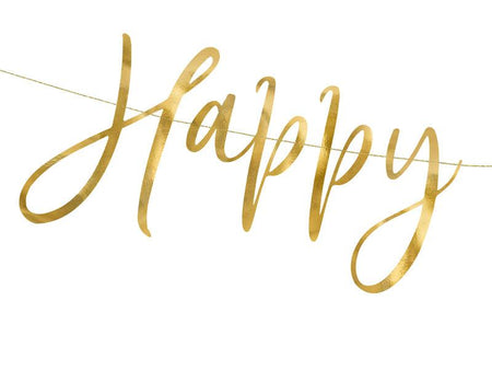 Banner Happy New Year, gold, 66x18cm - FeierGlanz