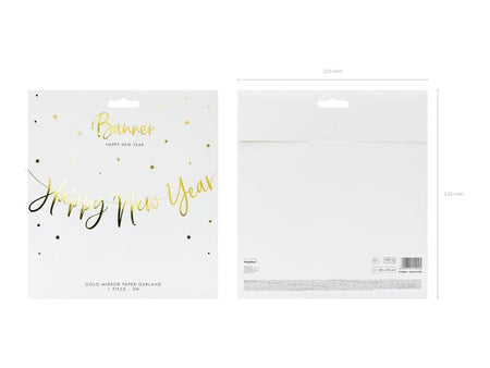 Banner Happy New Year, gold, 66x18cm - FeierGlanz