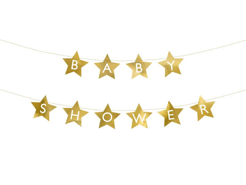 Banner Baby shower, 290x16.5 cm, golden - FeierGlanz