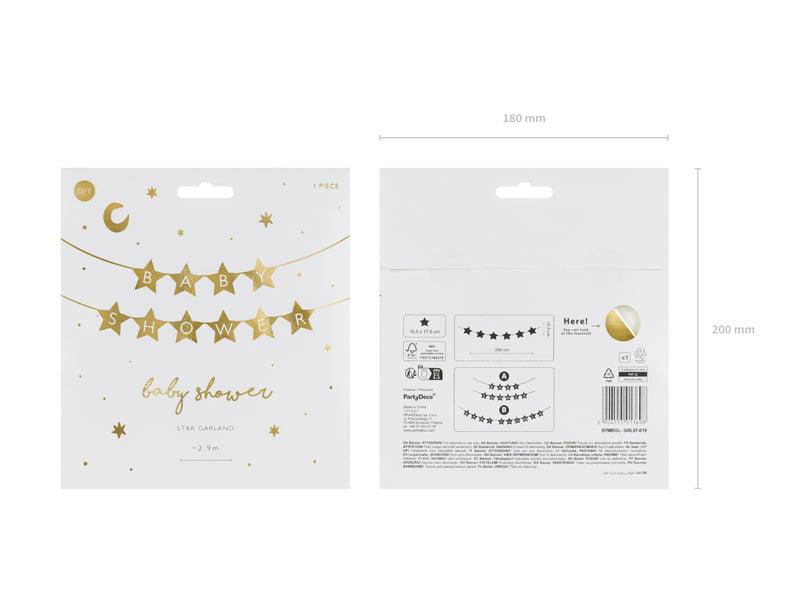 Banner Baby shower, 290x16.5 cm, golden - FeierGlanz