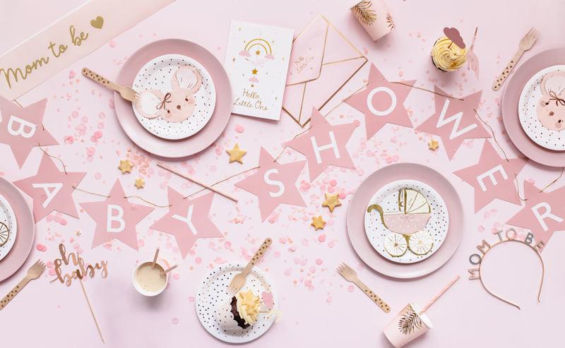 Banner Baby shower, 290x16.5 cm, hellrosa - FeierGlanz