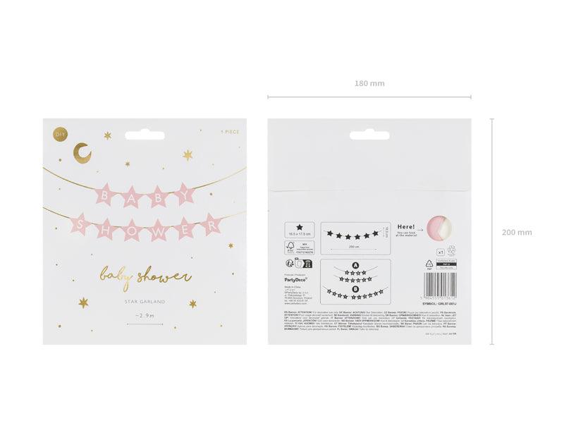 Banner Baby shower, 290x16.5 cm, hellrosa - FeierGlanz