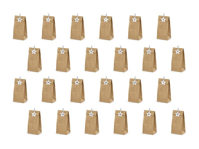 Adventskalender-Säckchen, kraft (1 VPE / 24 Stk.) - FeierGlanz