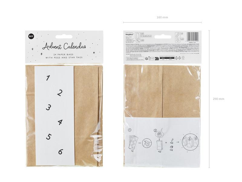 Adventskalender-Säckchen, kraft (1 VPE / 24 Stk.) - FeierGlanz