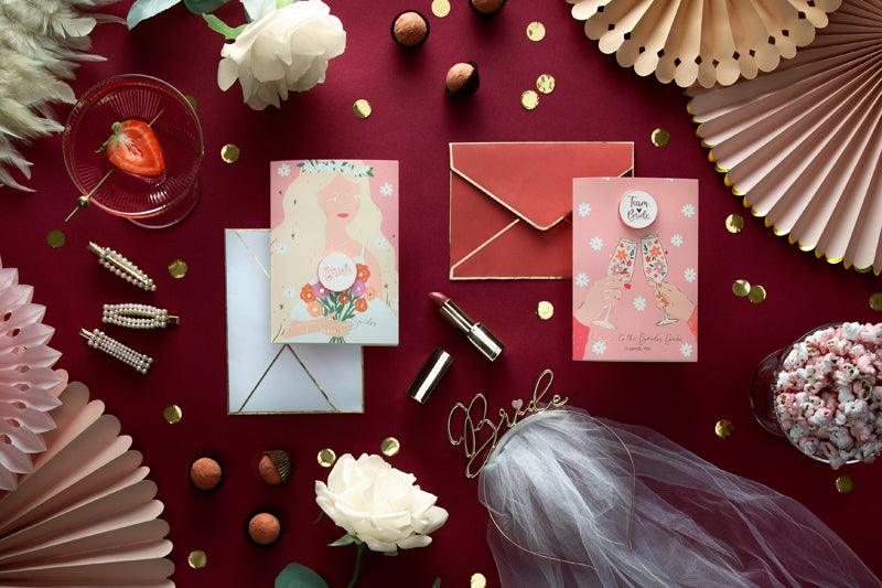 Karte mit Anstecker für die Bride Team, 10,5x15 cm - FeierGlanz
