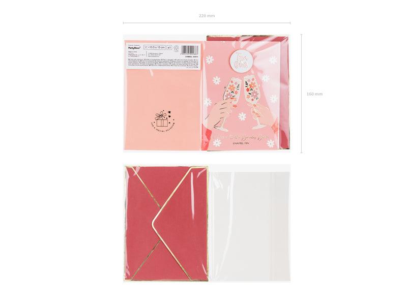 Karte mit Anstecker für die Bride Team, 10,5x15 cm - FeierGlanz