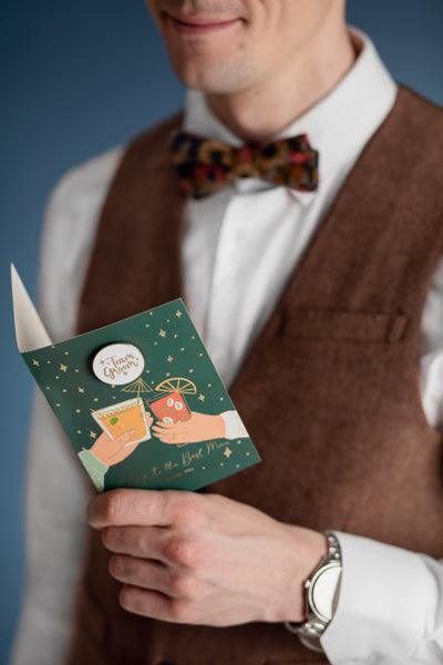 Karte mit Anstecker für die Groom Team, 10,5x15 cm - FeierGlanz