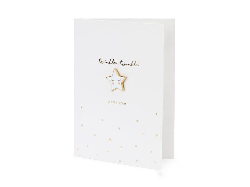 Karte mit Anstecker Stern, 10,5 x 14,8 cm - FeierGlanz