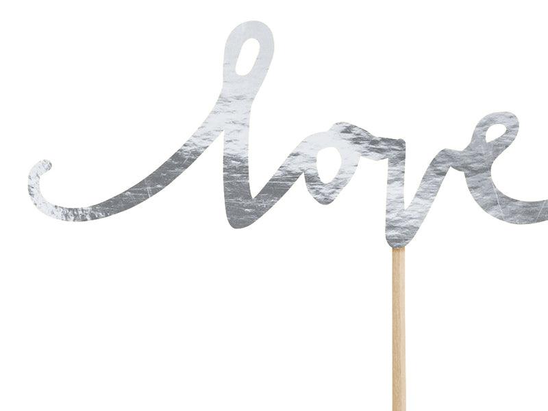 Muffin-Dekoration Love, silber, 13cm (1 VPE / 6 Stk.) - FeierGlanz