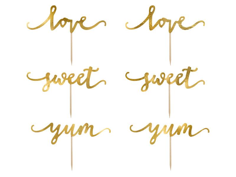 Muffin-Dekoration Love, gold, 13cm (1 VPE / 6 Stk.) - FeierGlanz