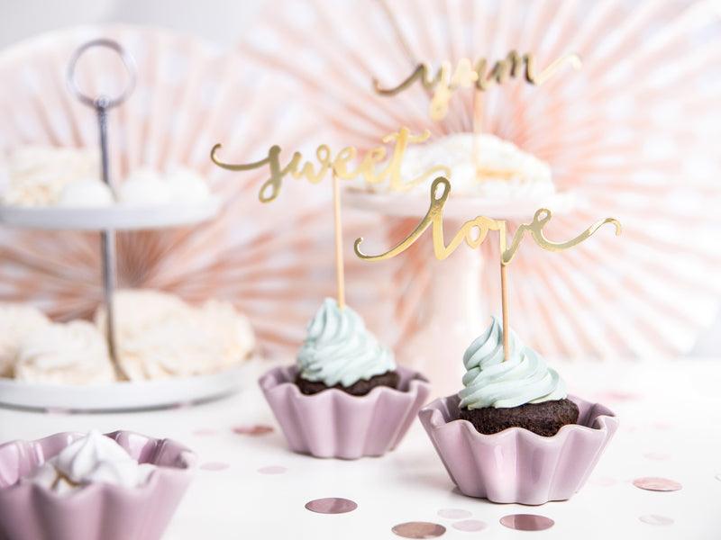 Muffin-Dekoration Love, gold, 13cm (1 VPE / 6 Stk.) - FeierGlanz