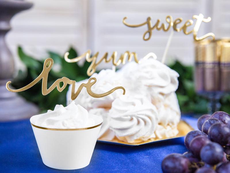 Muffin-Dekoration Love, gold, 13cm (1 VPE / 6 Stk.) - FeierGlanz