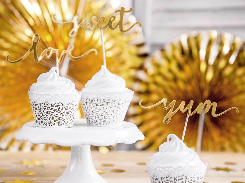 Muffin-Dekoration Love, gold, 13cm (1 VPE / 6 Stk.) - FeierGlanz