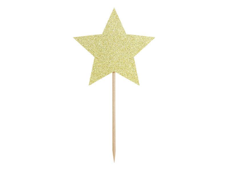 Muffin-Dekorationen - Sterne, gold, 11,5cm (1 VPE / 6 Stk.) - FeierGlanz