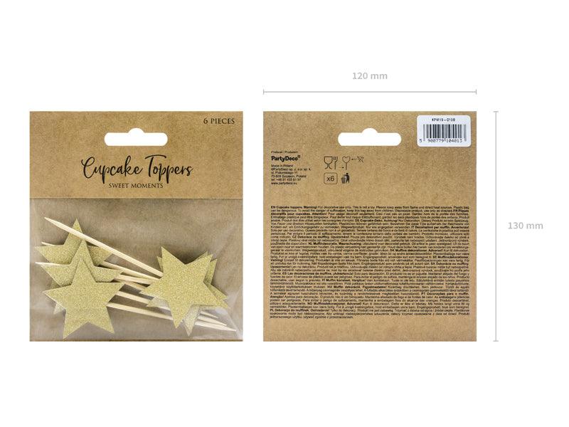 Muffin-Dekorationen - Sterne, gold, 11,5cm (1 VPE / 6 Stk.) - FeierGlanz