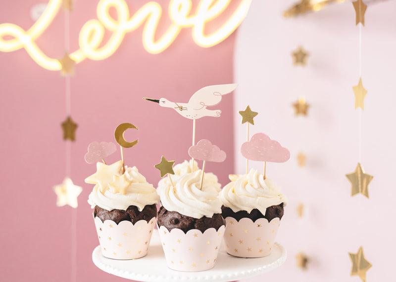 Dekorationen für Muffins - Storch, 11-13.5cm (1 VPE / 7 Stk.) - FeierGlanz