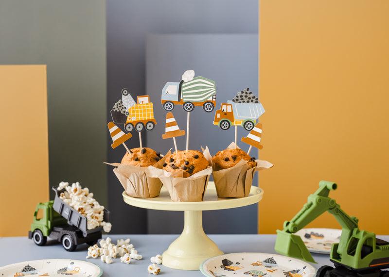 Dekorationen für Muffins - Baufahrzeuge, 4- 7 cm, Mix (1 VPE / 6 Stk.) - FeierGlanz