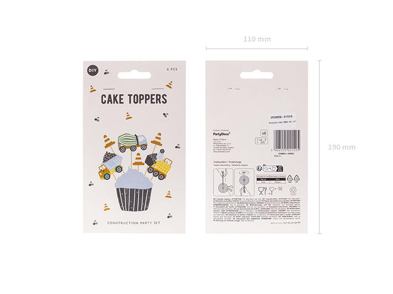 Dekorationen für Muffins - Baufahrzeuge, 4- 7 cm, Mix (1 VPE / 6 Stk.) - FeierGlanz