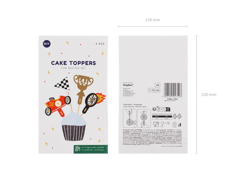 Dekorationen für Muffins - Autos, 12 cm, Mix (1 VPE / 4 Stk.) - FeierGlanz