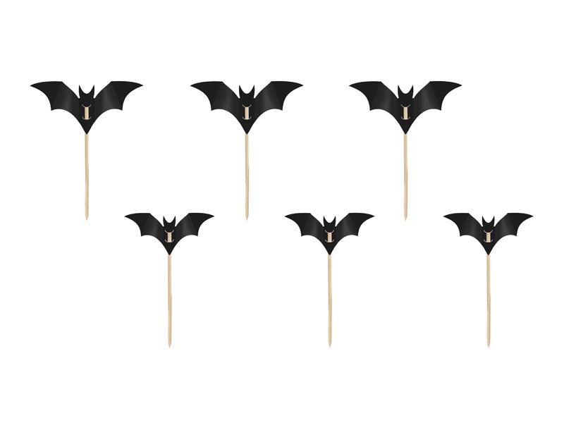 Fledermaus-Muffin-Dekoration, schwarz, 3,6-4,7 cm (1 VPE / 6 Stk.) - FeierGlanz