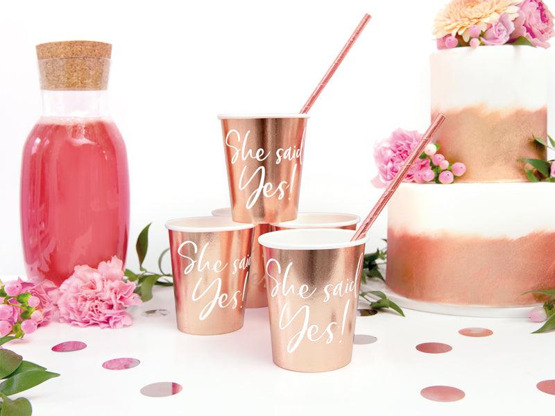 Becher She said yes!, roségold, 220ml (1 VPE / 6 Stk.) - FeierGlanz