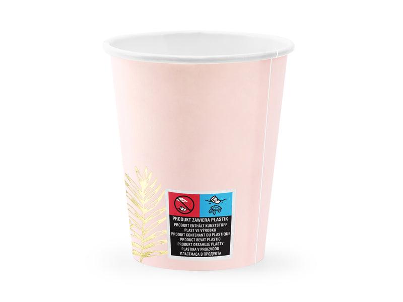 Becher Blätter, hellrosa, 220ml (1 VPE / 6 Stk.) - FeierGlanz